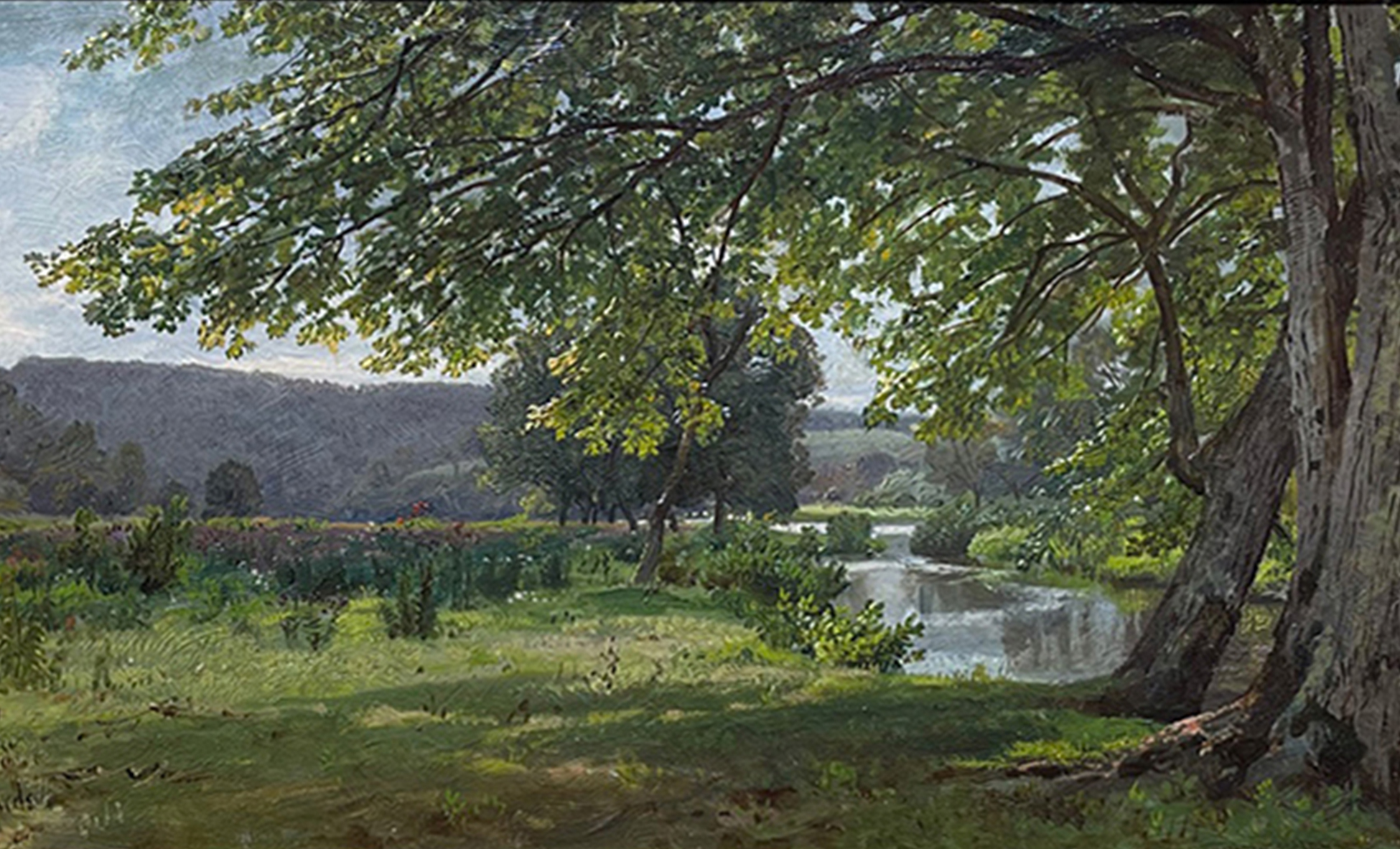 William Trost Richards, Landscape along Brandywine River Painting